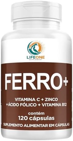 Ferro Quelato com Vitamina C, Zinco, Ácido Fólico e Vitamina B12,...