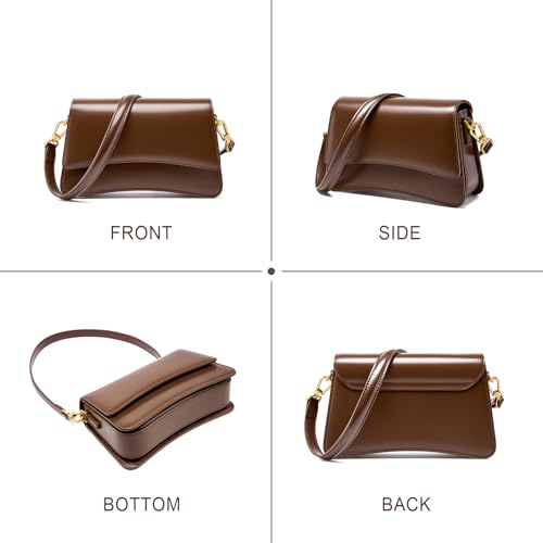 Crossbody Bag for Women, Genuine Leather Adjustable Shoulder Purse, Lightweight Saddle Bag3