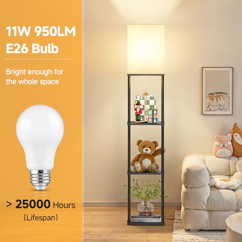 SHINE HAI Floor Lamps with Shelves for Living Room, 3-Tier Square Modern Standing Lamp with 3CCT Bulb, 11W 950LM Brightness, Tall Shelf Lamp for Bedroom, Office, Bookshelf & Display Organizer - Image 4
