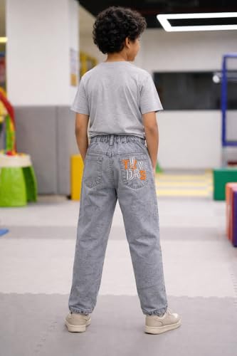 Image of Boys Cargo Pants, Kids Cargo Jeans with Pockets, Adjustable Waist, Stretch Denim Casual Pants for Boys