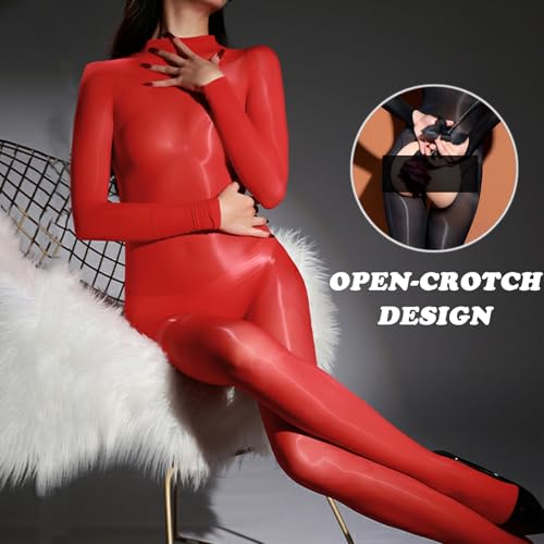 RUIBAVYA Body Stockings For Women Sexy Lingerie Bodysuit Oil Shiny Bodystocking Nylon Full Body Stocking2