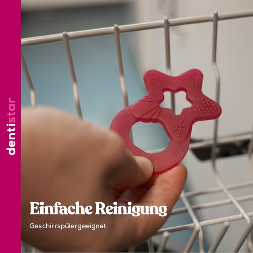 dentistar Beißring 2er-Set – Teether für Babys & Kleinkinder ab 3 Monate – Baby Beißring mit Griff aus weichem Material zur Zahnungshilfe &… – Ansicht 6