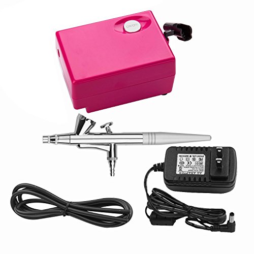 Yenny shop Airbrush Makeup Kit beauty special air compressor red suit, Cosmetic Makeup Airbrush and Compressor System for Face, Nail, Temporary Tattoos, Cake Decorating