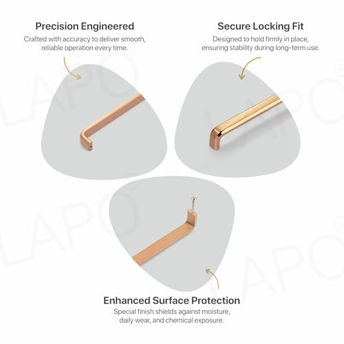 Image of LAPO 6 Inch Drawer Handles for Kitchen, Long Rosegold Pulls for Pooja Mandir, Wardrobe, Almirah, and Cupboard,Controlled and Stable Grip (450mm, Rosegold Finish, Pack of 2)