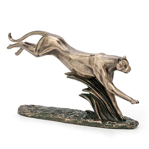 Estatua decorativa de guepardo en acción acabado bronce 6.5 pulg miniatura 3