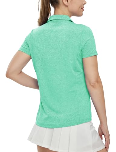 Image of BGOWATU Women's Short Sleeve Golf Tennis Polo Shirts V Neck Collared Workout Tops UV Protection Dry Fit