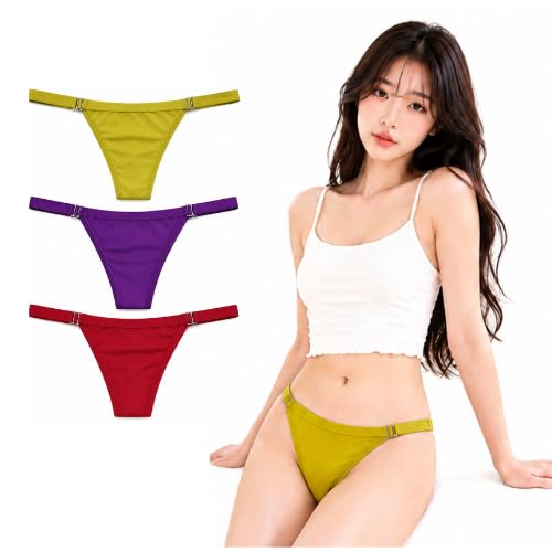 Women's Cotton Blend Low Rise Thong Panties Pack of 3-image-18