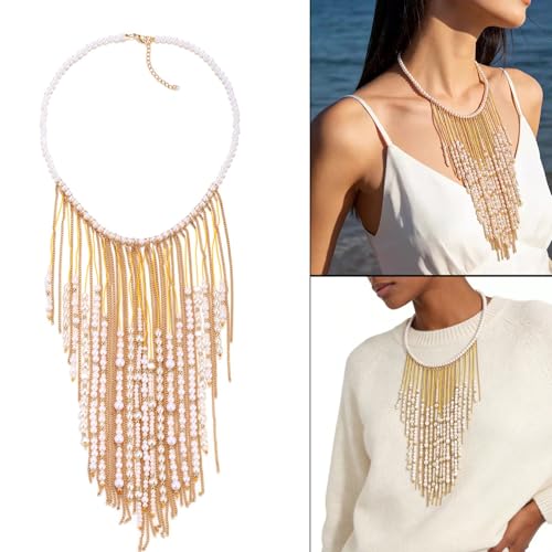 Collier de fausses perles géométriques bijoux empilables réglables - 2