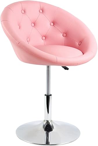 Miniatura 16 de FURWOO Taburete ajustable de poliuretano negro con lindo respaldo redondo para el hogar, tienda, manicura, sala de maquillaje, salón, spa Negro