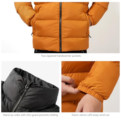 Mens Splicing Puff Jacket Water Resistant Insulated Warm Zipped Up Winter Coat with Pockets4