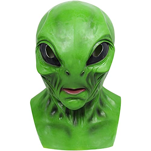 Xinxiaomeng Alien Mask Scary Halloween Realistic Alien Face Masks Novelty Monster Mask Halloween Costume Cosplay Props (Green)