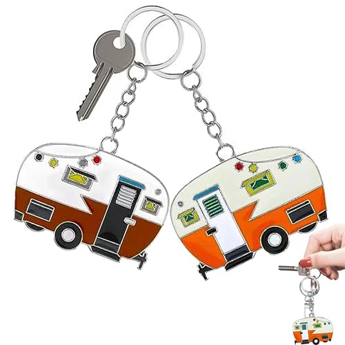 TrustBlai 2 Pack Camper Keychain Set Happy RV Camper Keyring