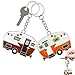 TrustBlai 2 Pack Camper Keychain Set Happy RV Camper Keyring Couples Camping Accessories for Men Women Camper Travel Trailers (brown+orange)