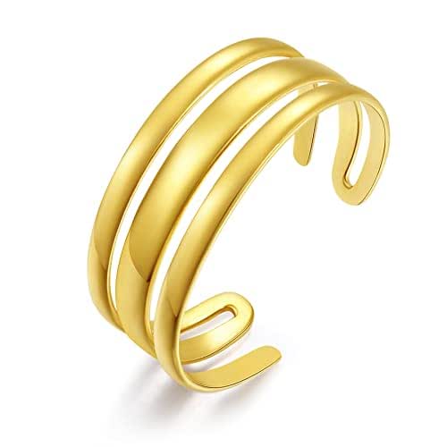Women'S Cuff Bracelets 14k GoldPlated Bracelet Minimalist Stainless