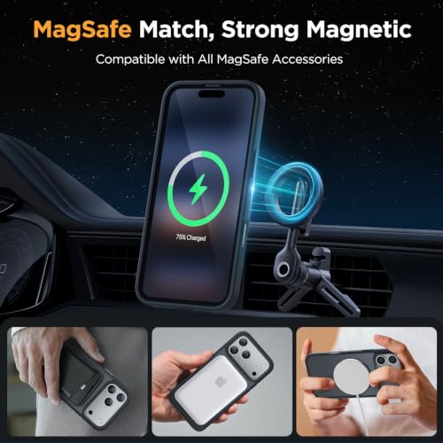 Image of Miracase Magnetic for iPhone 17 Pro Case 6.3 inch, Camera Control, [Compatible with MagSafe] [Screen Protector] Military-Grade Protection, Anti-Fingerprint, Slim Thin Phone Case, Black