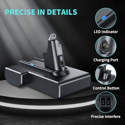 Image of Premium 21.6V 8.0Ah V6 Battery Replacement Compatible with Dyson V6 Vacuum, Upgraded Li-ion Battery DC58 DC59 DC61 DC62 SV03 SV04 SV05 SV09 for V6 Absolute Animal Motorhead Handheld Cleaner