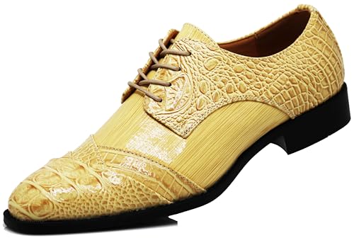 Image of STW Men's Alligator Crocodile Print Oxfords Fashion Lace Up Dress Shoes