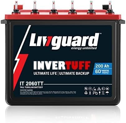 Livguard | Recyclable Inverter Battery for Small Office, Home and Small Shop | INVERTUFF | IT 2060TT, 200Ah | Long Life Battery | Tall Tubular Inverter Battery