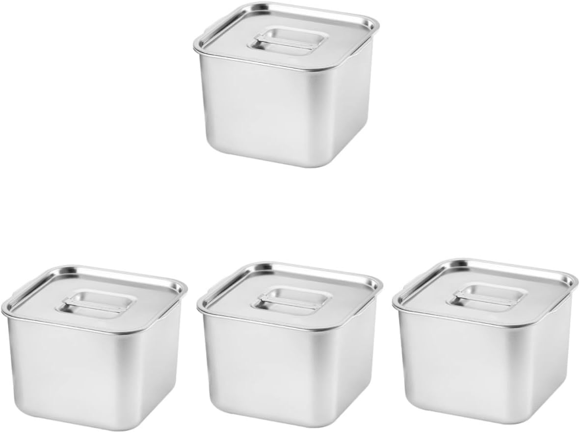 4pcs Spice Jars Spoons Condiment Pot Lids Airtight Seasoning Storage Jar Stainless Steel Spice Containers