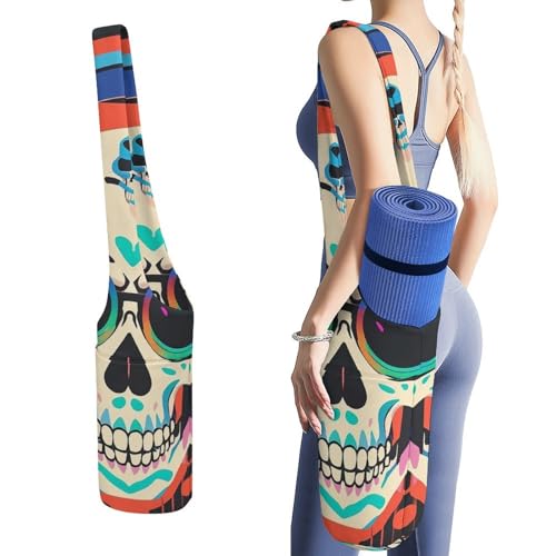 Sac rangement tapis de yoga punk rock en toile avec sac humide