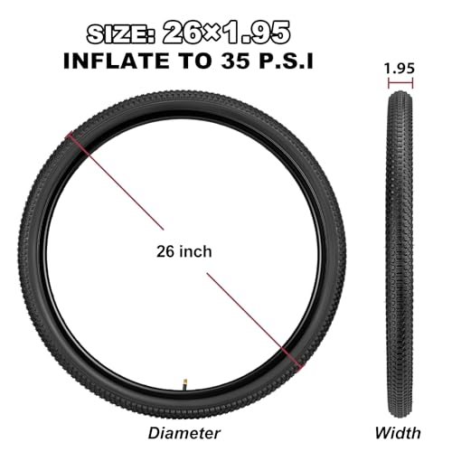 WINFAVO 2-Pack Mountain Bike Tires & Tubes Set: 26x1.95 Inch Puncture-Protection MTB Tires with Heavy-Duty Butyl Inner Tubes & Tire Levers for Off-Road Cycling by WINFAVO - Image 2