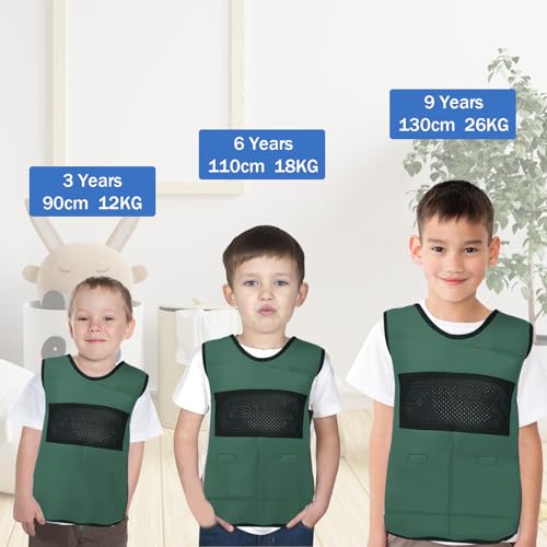 Image of Vest for Kids Including 6 Removable Weights (Green, Extra Small)