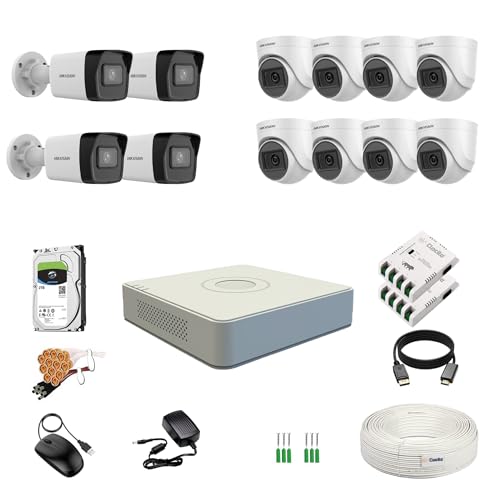 Image of Clocite HIKVISION 16 Channel DVR with 2MP 8 Dome & 4 Bullet Wireless Cameras (Day /Night Vision) + 2TB HDD + Cable Roll (1+3) 8 CH Power Supply 2 Nos + BNC & DC Full Combo Kit