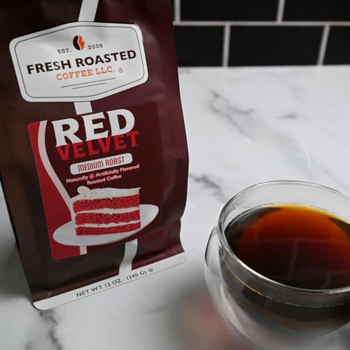 Image of Fresh Roasted Coffee, Red Velvet Flavored Whole Bean Coffee, Medium Roast, Kosher, 12 oz