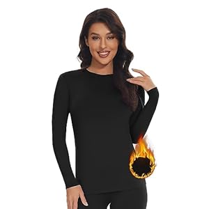 SIMIYA Thermal Tops Womens Round Neck Soft Base Layers Long Sleeve Top Women Thermal Underwear Shirt Warm Wicking