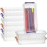 WUWEOT 9 Pack Large Pencil Box, Stackable Clear Plastic Pencil Case, Painting Brush Storage Box with Snap-Tight Lid, Office Supplies Organizer Watercolor Pen Drawing Tools Container, 8.5'x 4'x 1.6'