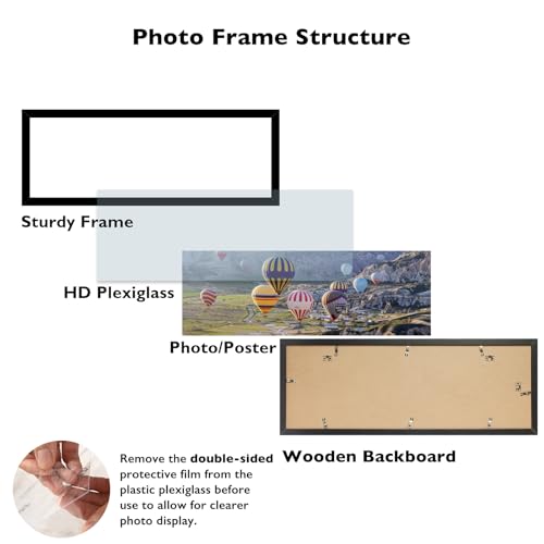 Image of JCJMY 13.5x40 Picture Frame Black for Poster Photo Panoramic Picture, Horizontal and Vertical Formats for Wall Hanging, 13.5 x 40 inch Wall Gallery Photo Frame for 13.5 by 40 Photos Posters,Black
