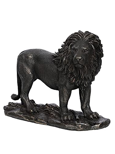 Image of eCraftIndia Handcrafted Polyresin and Bronze Lion Statue Animal Figurine Decorative Showpiece for Home, Living Rooms, Office, Entertainment Spaces for Wildlife Enthusiasts