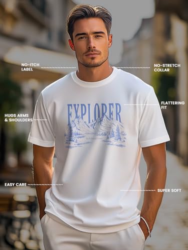 Image of Nobero 100% Cotton T Shirts for Men Stylish | Regular Fit | Graphic Printed T Shirts for Men 180 GSM Combed Cotton | Round Neck Half Sleeve