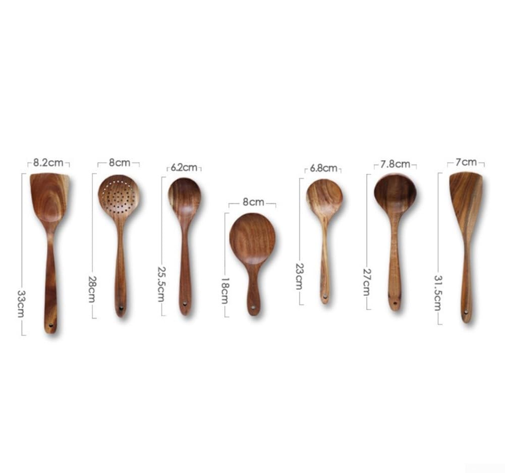 Holzlöffel-Set, Kochutensilien aus Holz, Küchenutensilien, Löffel, ohne Spatel, Kochset (8 Stück)