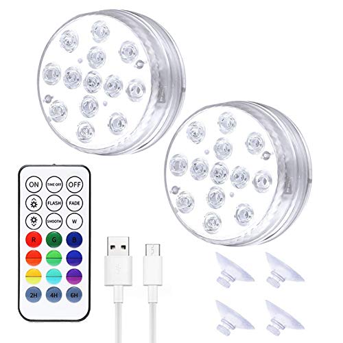 Lamparas Led Sumergibles Jayehoze Luz de Piscina luz subacuática Luces LED sumergibles Recargable por USB lámpara de Piscina luz de SPA con Control...