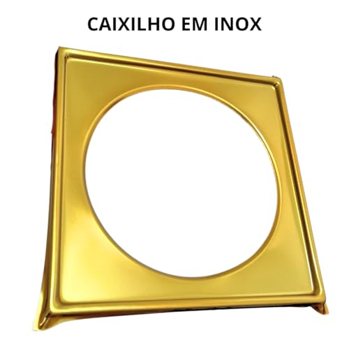 2 Ralo Inox Click 15x15 Quadrado Dourado + Porta Grelha Inox (DOURADO)