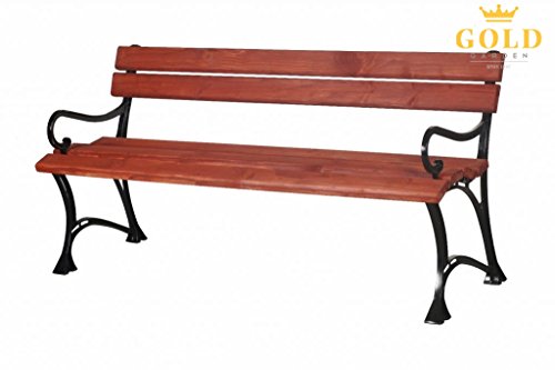 Preisvergleich Produktbild GOLD GARDEN Gartenbank mit Armlehnen TOSKANA Massivholz auf Aluminiumrahmen mahagoni in 2 Größen (150 cm - 3-Sitzer)