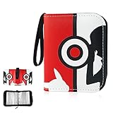 Trading Card Mini Binder for Pokemon,2-Pocket Hold 80 Cards,Portable Card Collector Album Holder Book with 40 Removable Sleeves with Zipper,Card Binder Display Storage case,Gifts for Boys Girls(Red)