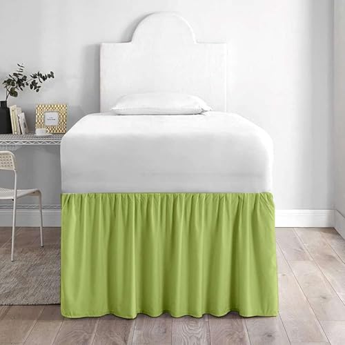 Premium Microfiber Bed Skirt for College Dorm Bed Full XL 54" x 80", Extended 38" Drop, Split Corner Dust Ruffle, Wrinkle Resistant Durable Easy Care, Sage Solid