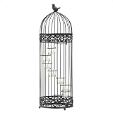 Accent Plus Zingz & Thingz French Country Collection Metal Tealight Candle Holder Stand, 9x9x28, Birdcage Staircase