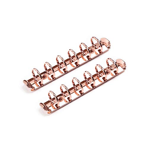 Moterm 2 Pieces 6-Hole Ring Binder Mechanisms Replacement Kit for Binder Planners (A7 Size, Rose Gold Color, 19mm)