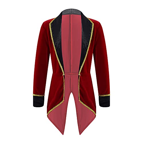 Choomomo Jungen Mädchen Kinder Langarm Jacke Mantel Stehkragen Frack Somking Anzugjacken Ringmaster Zirkus Zirkusdirektor Verkleidung Für Halloween Party Karneval Cosplay Burgund B 134-140 Cover