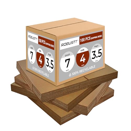 Image of Robustt 3 Ply 7 inchX4 inchX3.5 inch Cardboard Boxes for Packaging (Pack of 100) | Brown Corrugated Box for Packing | Shipping | Home Shifting | Parcel | Courier Packing box | Large Carton Box