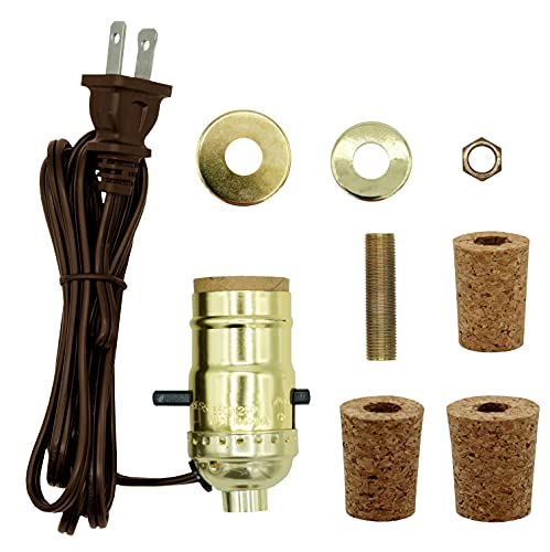 Creative Hobbies Kit de lámpara de botella precableada, convierte fácilmente cualquier botella en una lámpara, hazlo tú mismo, no requiere taladrar, marrón