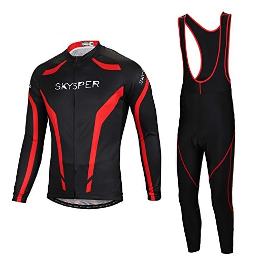 SKYSPER Ciclismo Maillot Hombres Jersey Pantalones Largos Culote Mangas Largas de Ciclismo Conjunto de Ropa Maillot Otoño Invierno Primavera 3D Acolchado para Deportes al Aire Libre Ciclismo Bicicleta