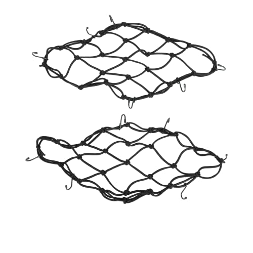 2-Pack Bungee Net Motorcycle Cargo Net, 12\" x 12\" Small Cargo Net Stretch to 24\" with 6 Adjustable Hooks Bike Bungee Cord Net