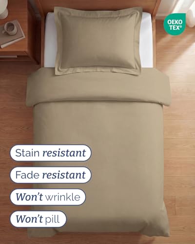 Image of Duvet Cover Twin /Twin XL Size Set - Extra Soft Twin /Twin XL Duvet Cover 68 inch x 90 inch with 1 Pillow Sham for Women, Men, Kids & Teens - Comfy, Easy-Care & Fade Free with Zipper Closures and Ties (Beige)