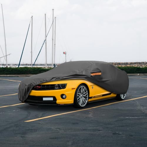 Image of MORNYRAY Compatible with Chevy Camaro,Car Cover Outdoor Waterproof Sun Rain Snow Hail Protection with Driver Door Zipper (Black, Custom Fit Chevy Camaro)