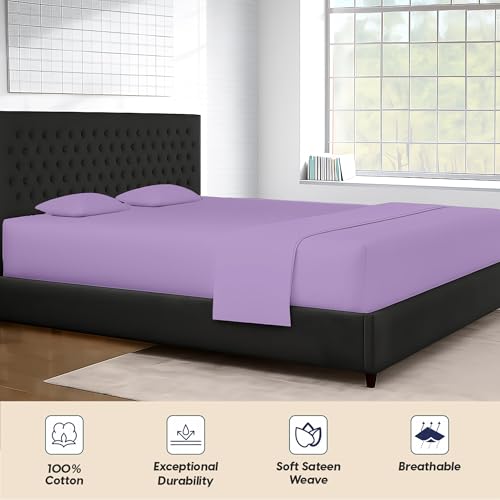Image of SGI Bedding 96 inchx96 inch 4 Pc Vermont King Sheet Set 600 TC 12 inch Deep, Lilac