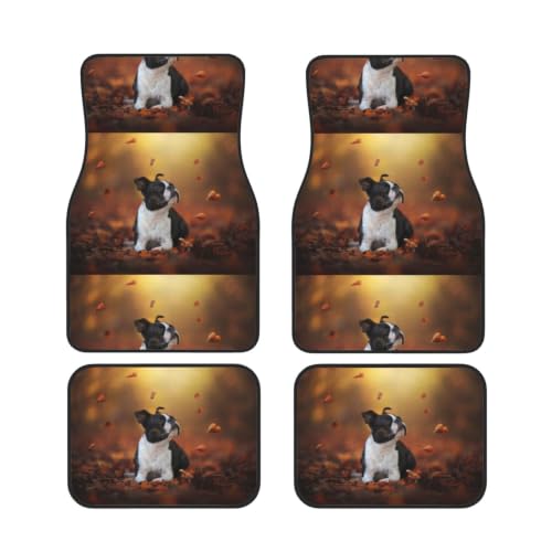 Alfombrillas antideslizantes de coche para evitar suciedad con diseño Boston Terrier